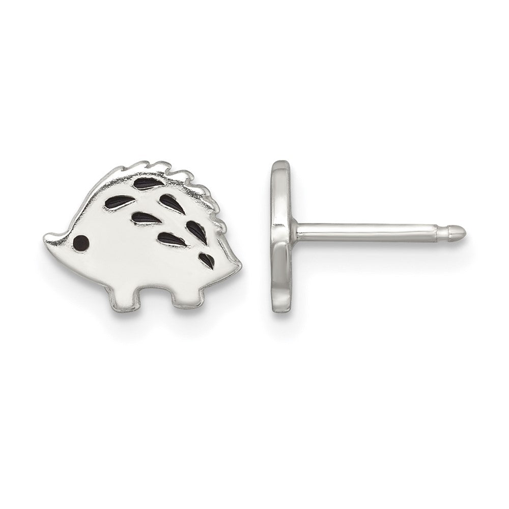 Sterling Silver Polished Enameled Hedgehog Post Earrings