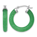 Sterling Silver RH-plated 4.3mm Dyed Jade Quartz Round Hoop Earrings