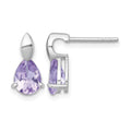 SS RH-plated Polished Amethyst Teardrop Post Dangle Earrings