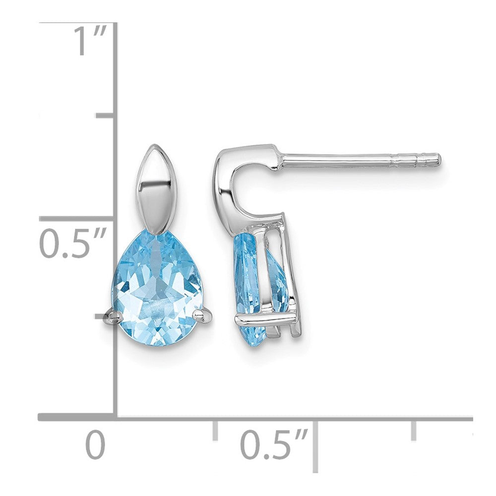 SS RH-plated Polished Blue Topaz Teardrop Post Dangle Earrings