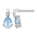 SS RH-plated Polished Blue Topaz Teardrop Post Dangle Earrings