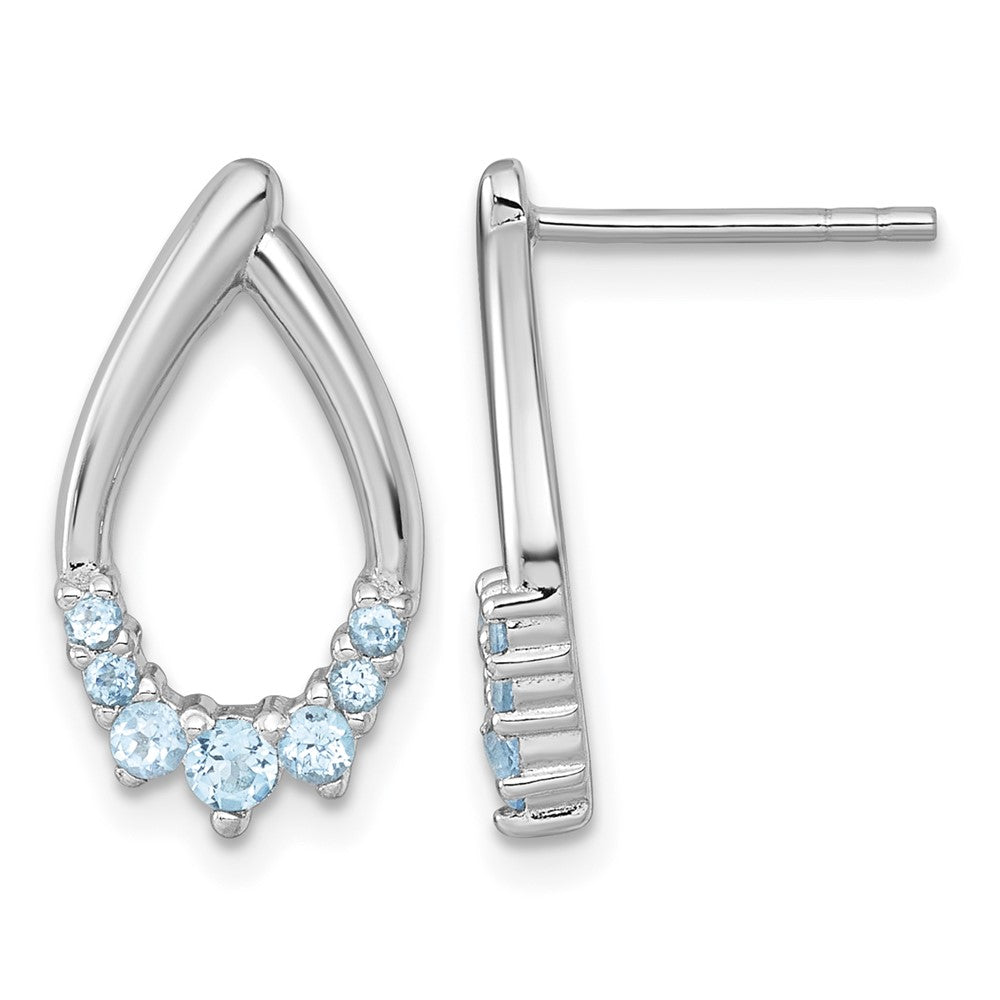 Sterling Silver RH-plated Polished Swiss Blue Topaz Teardrop Post Earrings