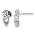 SS RH-plated Amethyst & Green Quartz Flower Post Earrings