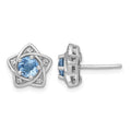 SS RH-plated Polished Light Swiss Blue & White Topaz Star Post Earrings