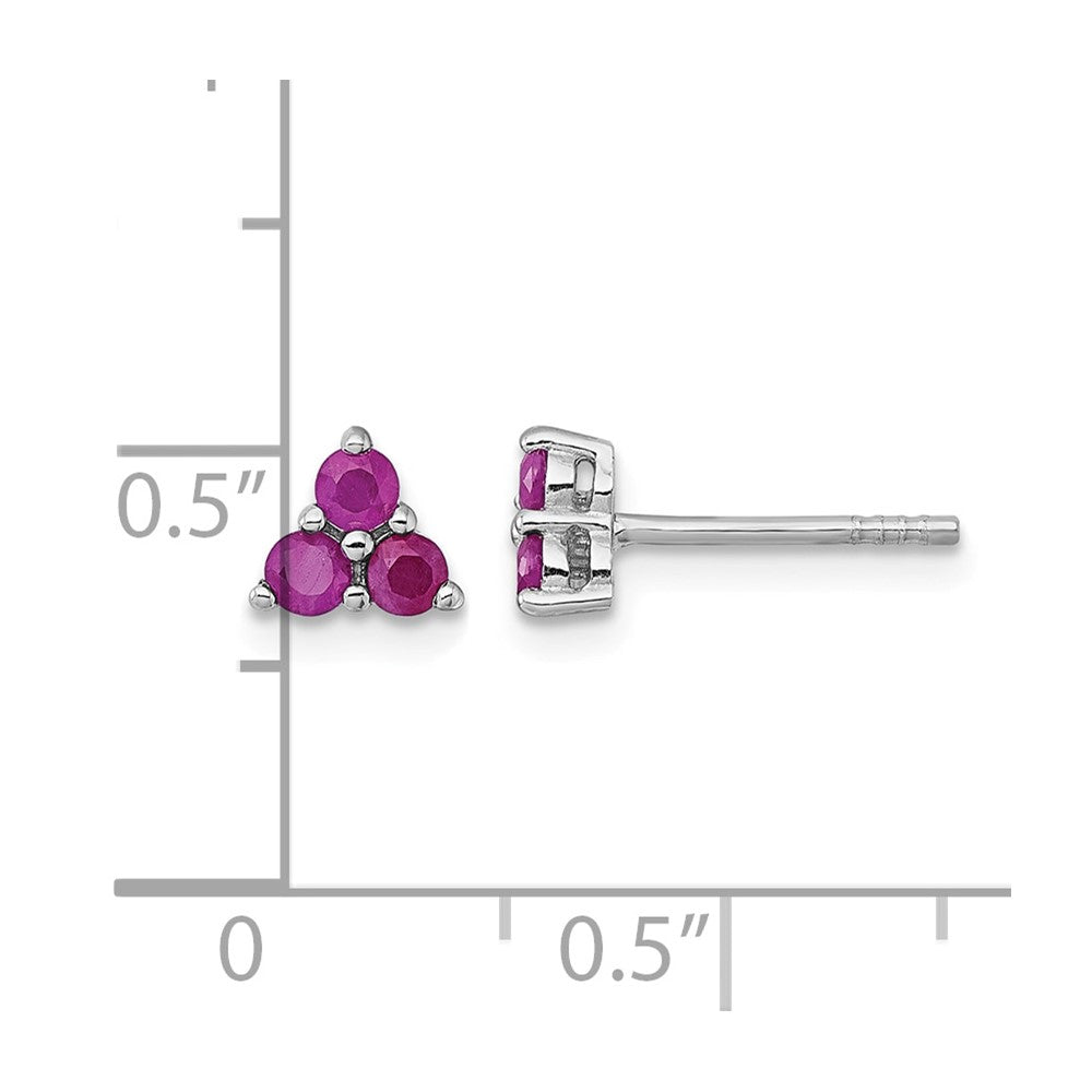 Sterling Silver Rhodium-plated Polished Ruby Post Earrings