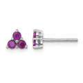 Sterling Silver Rhodium-plated Polished Ruby Post Earrings