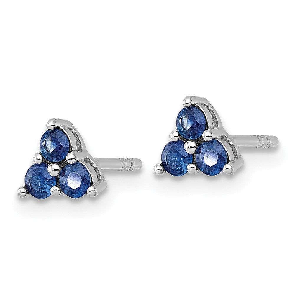 Sterling Silver Rhodium-plated Polished Sapphire Petite Post Earrings