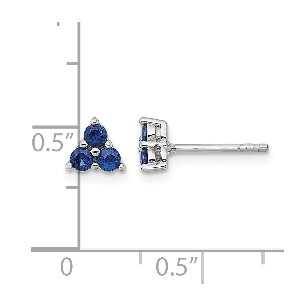 Sterling Silver Rhodium-plated Polished Sapphire Petite Post Earrings