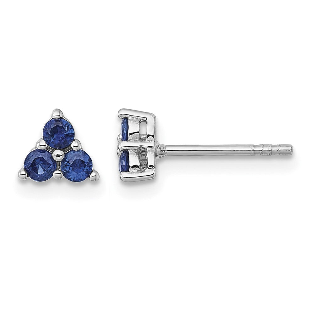 Sterling Silver Rhodium-plated Polished Sapphire Petite Post Earrings