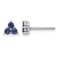 Sterling Silver Rhodium-plated Polished Sapphire Petite Post Earrings