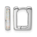 Sterling Silver Rhodium-plated Created Opal Square Hoop Earrings