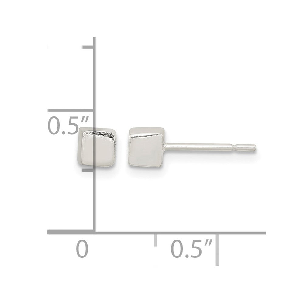Sterling Silver Polished 4mm Square Cube Earrings