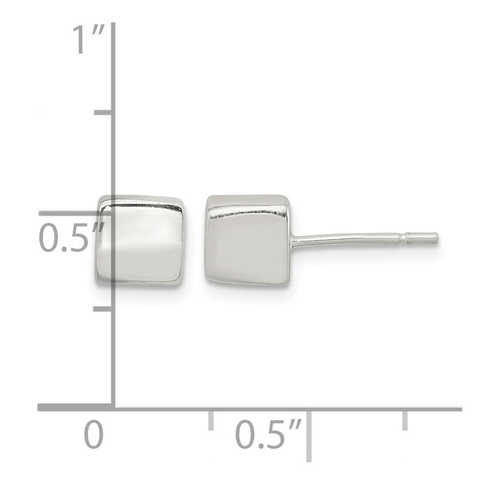 Sterling Silver Polished 6mm Square Cube Earrings