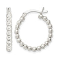 Sterling Silver Polished Beaded Hoop Earrings