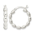 Sterling Silver Polished Beaded Hoop Earrings