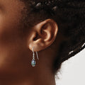 Sterling Silver Polished & Antiqued Black FWC Pearl Dangle Earrings