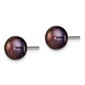 Sterling Silver 5-6mm Black FW Cultured Pearl Button Post Earrings