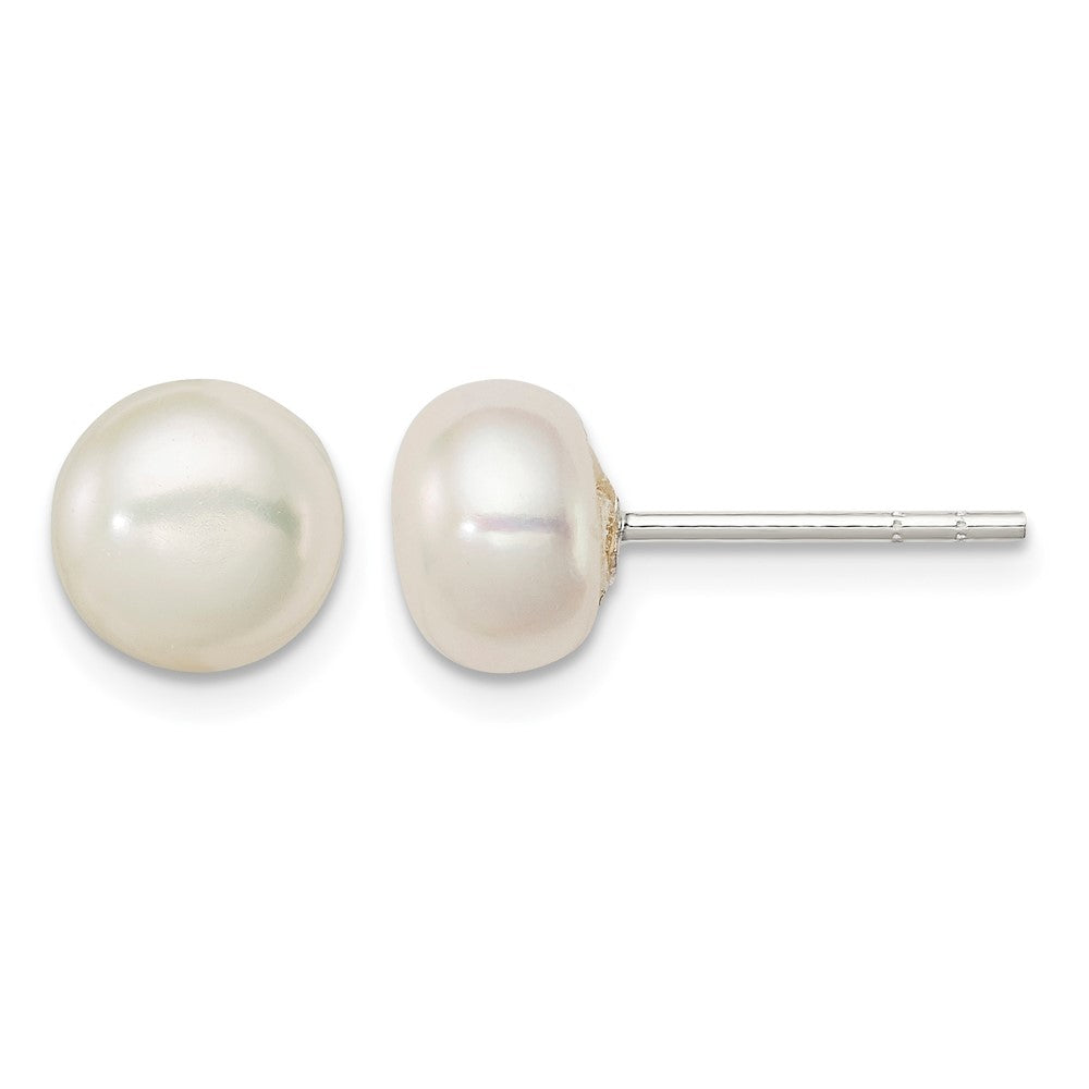 Sterling Silver White FW Cultured Pearl 7-8mm Button Earrings