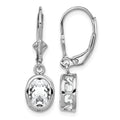 Sterling Silver Rhodium Plated 8x6mm Oval CZ Leverback Earrings