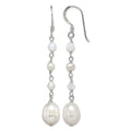Sterling Silver Polished FWC Pearl/Opalite Crystal/Crystal Dangle Earrings
