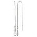Sterling Silver Polished Crystal Teardrop Threader Earrings