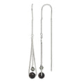 Sterling Silver Polished Black Crystal Threader Earrings