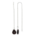Sterling Silver Polished Dark Olivine Crystal Teardrop Threader Earrings