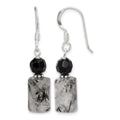 Sterling Silver Black Crystal & Tourmalinated Quartz Dangle Earrings