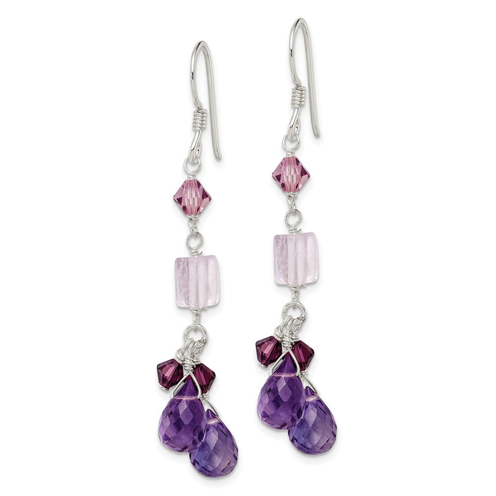 Sterling Silver Amethyst/Lavender Quartz/Crystal Dangle Earrings
