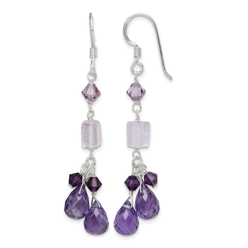 Sterling Silver Amethyst/Lavender Quartz/Crystal Dangle Earrings