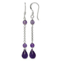 Sterling Silver Polished Amethyst Teardrop Dangle Earrings