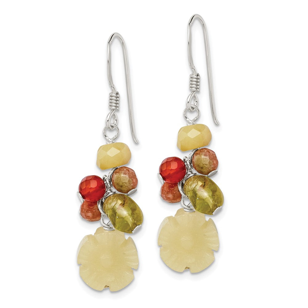 Sterling Silver Jade/Unikite/Peridot/Aventurine/Carnelian Dangle Earrings