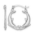 Sterling Silver Rhodium-plated Polished Dolphins Round Hoop Earrings