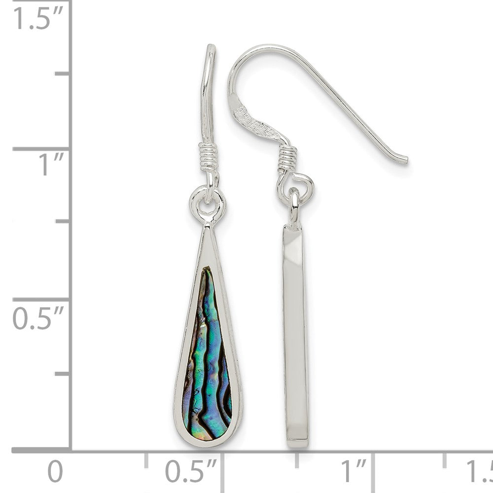 Sterling Silver Polished Abalone Teardrop Dangle Earrings