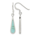 Sterling Silver Polished Turquoise Teardrop Dangle Earrings