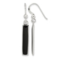 Sterling Silver Polished Onyx Bar Dangle Earrings