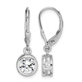 Sterling Silver Rhodium-plated Polished Round 7mm CZ Leverback Earrings