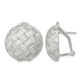 Sterling Silver Rhod-pltd Polished Woven Circle Omega Back Earrings