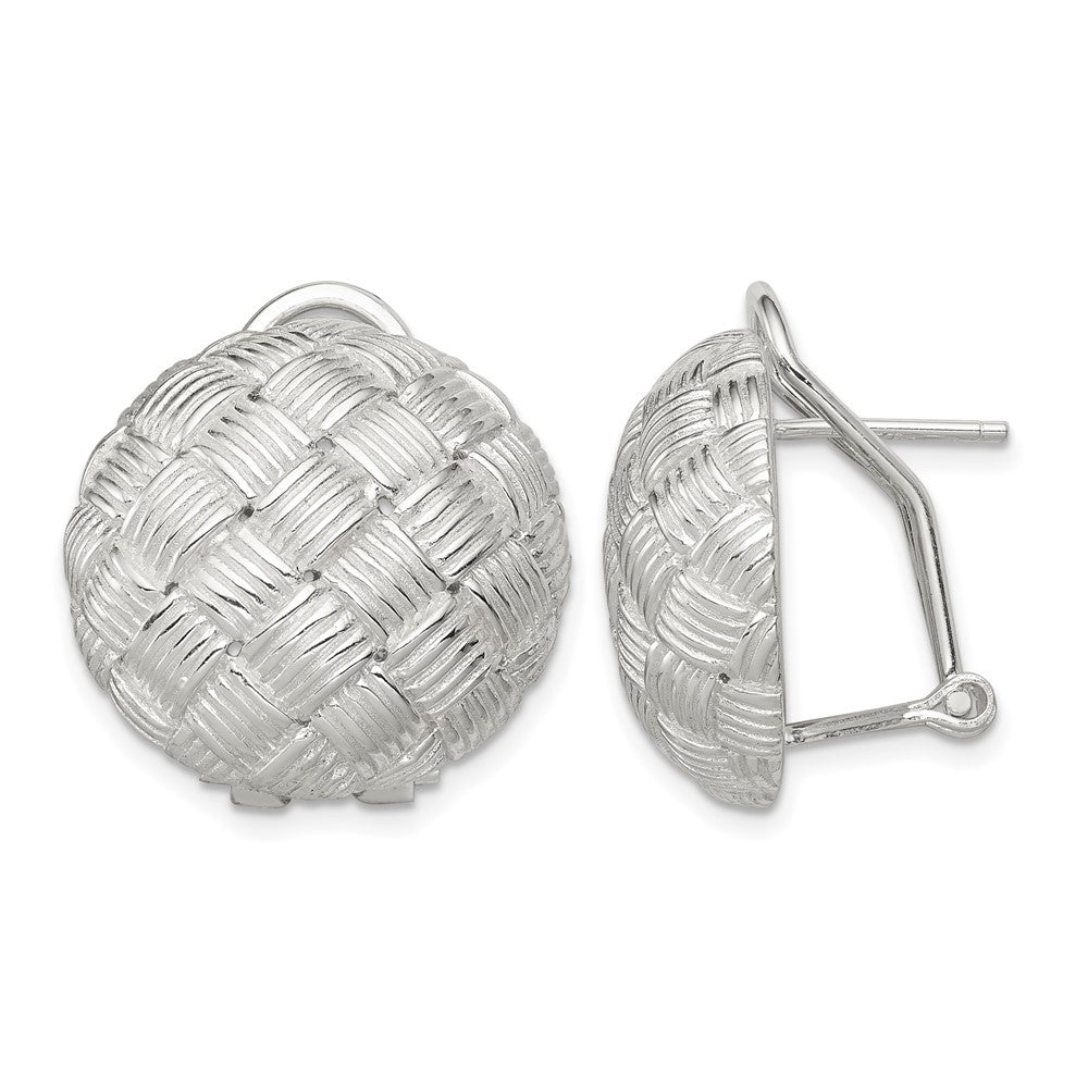Sterling Silver Rhod-pltd Polished Woven Circle Omega Back Earrings