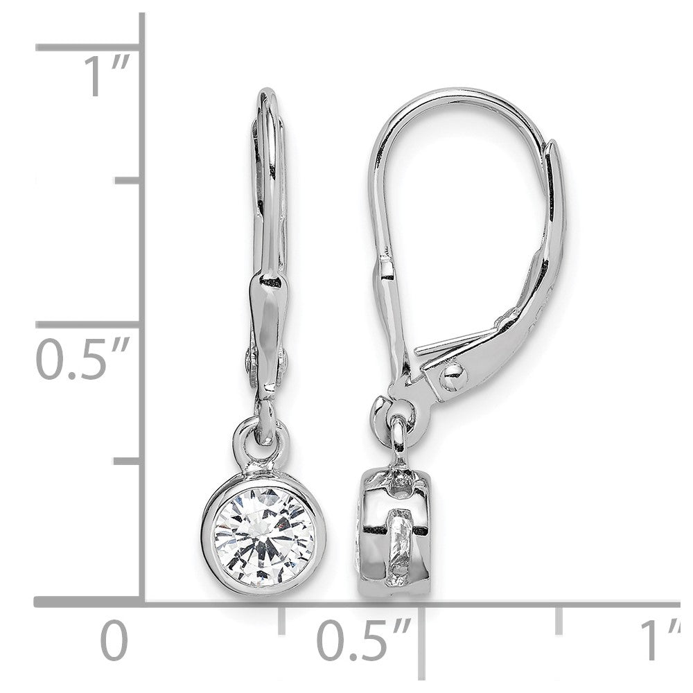 Sterling Silver Rhodium-plated Polished Round 5mm CZ Leverback Earrings