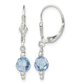 Sterling Silver Blue Crystal Leverback Earrings