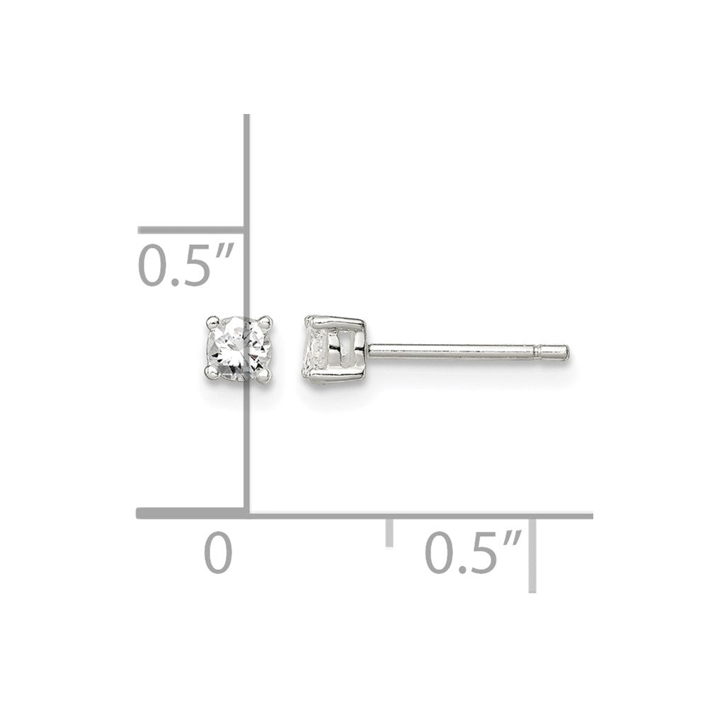 Sterling Silver 3mm Round Basket Set CZ Stud Earrings