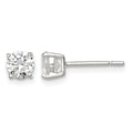 Sterling Silver 5mm Round Basket Set CZ Stud Earrings