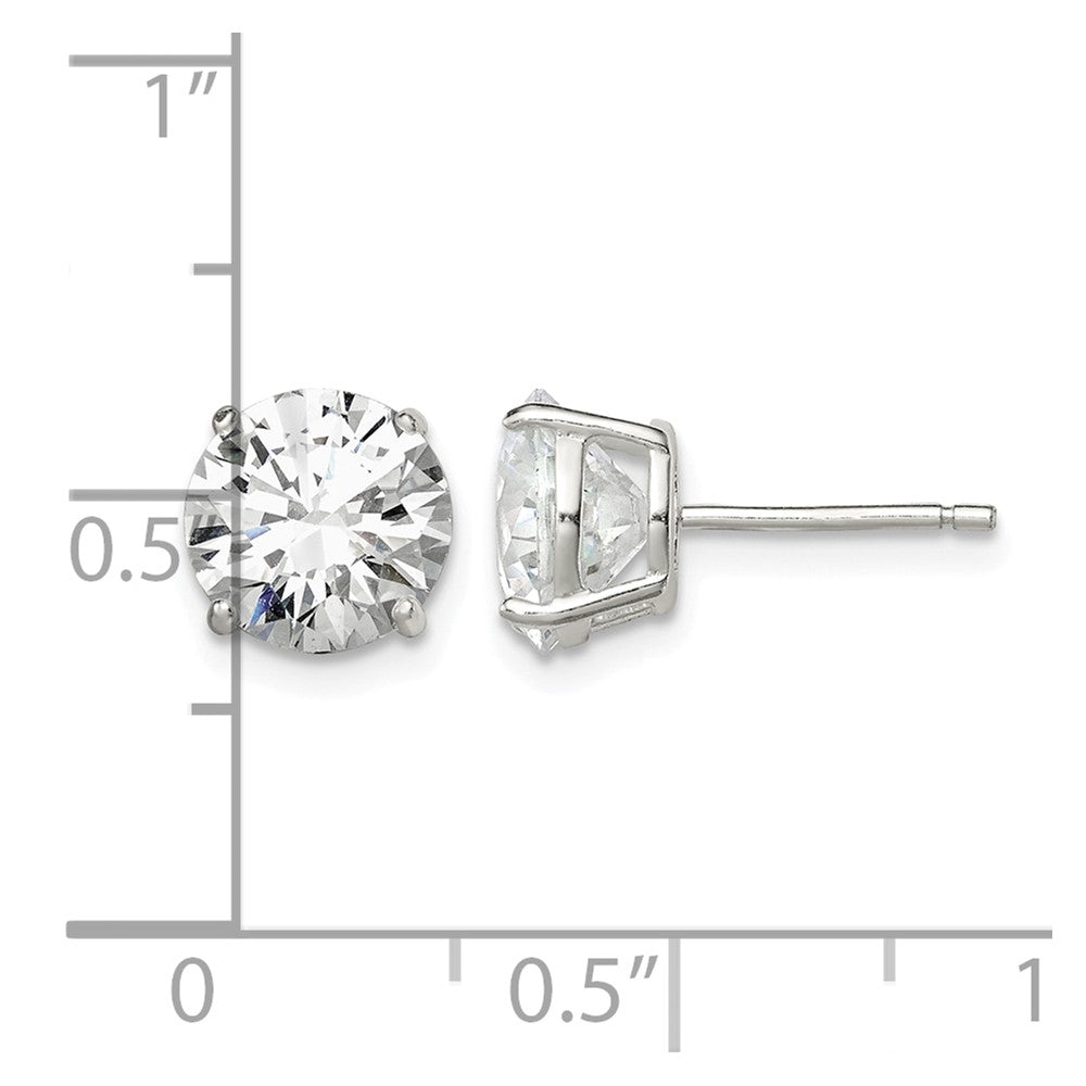 Sterling Silver 8mm Round Basket Set CZ Stud Earrings