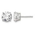 Sterling Silver 8mm Round Basket Set CZ Stud Earrings