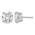Sterling Silver 10mm Round Basket Set CZ Stud Earrings