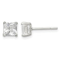 Sterling Silver 5mm Square CZ Basket Set Stud Earrings