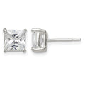 Sterling Silver 6mm Square CZ Basket Set Stud Earrings