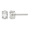 Sterling Silver Polished 5x7mm Oval Basket Set CZ Stud Earrings