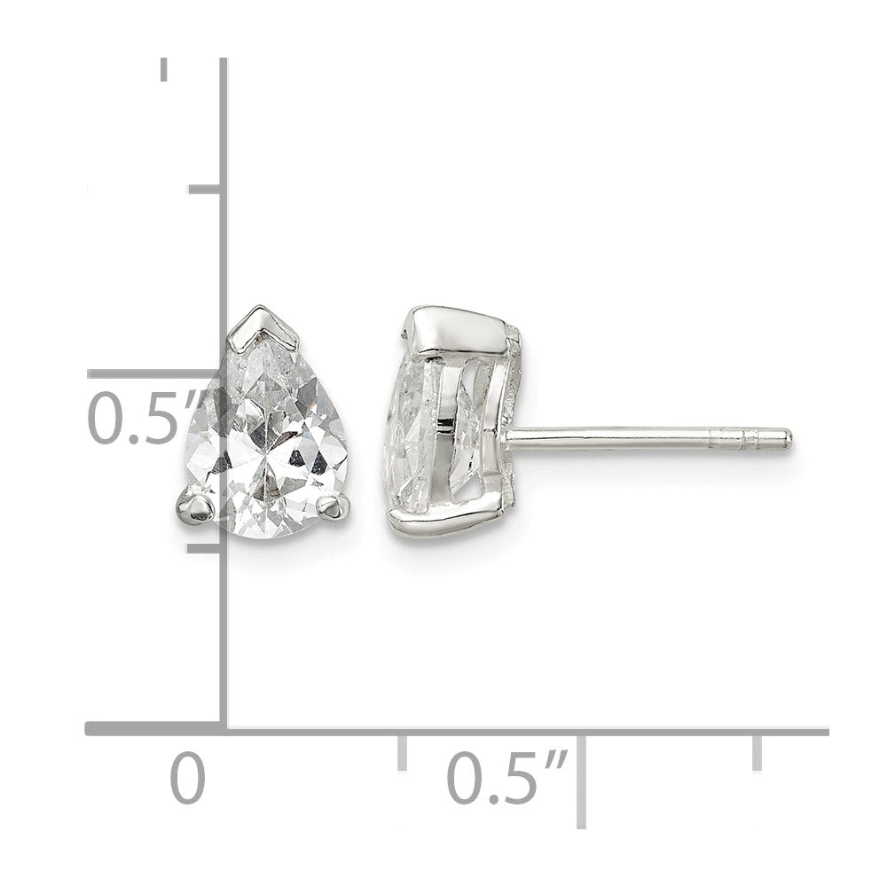 Sterling Silver Polished 5x7mm Pear Basket Set CZ Stud Earrings